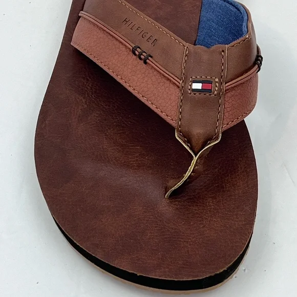 TOMMY HILFIGER, DAVIDSON-T MEN’S LIGHT BROWN FLIP FLOPS, SIZE 9M - Picture 10 of 15